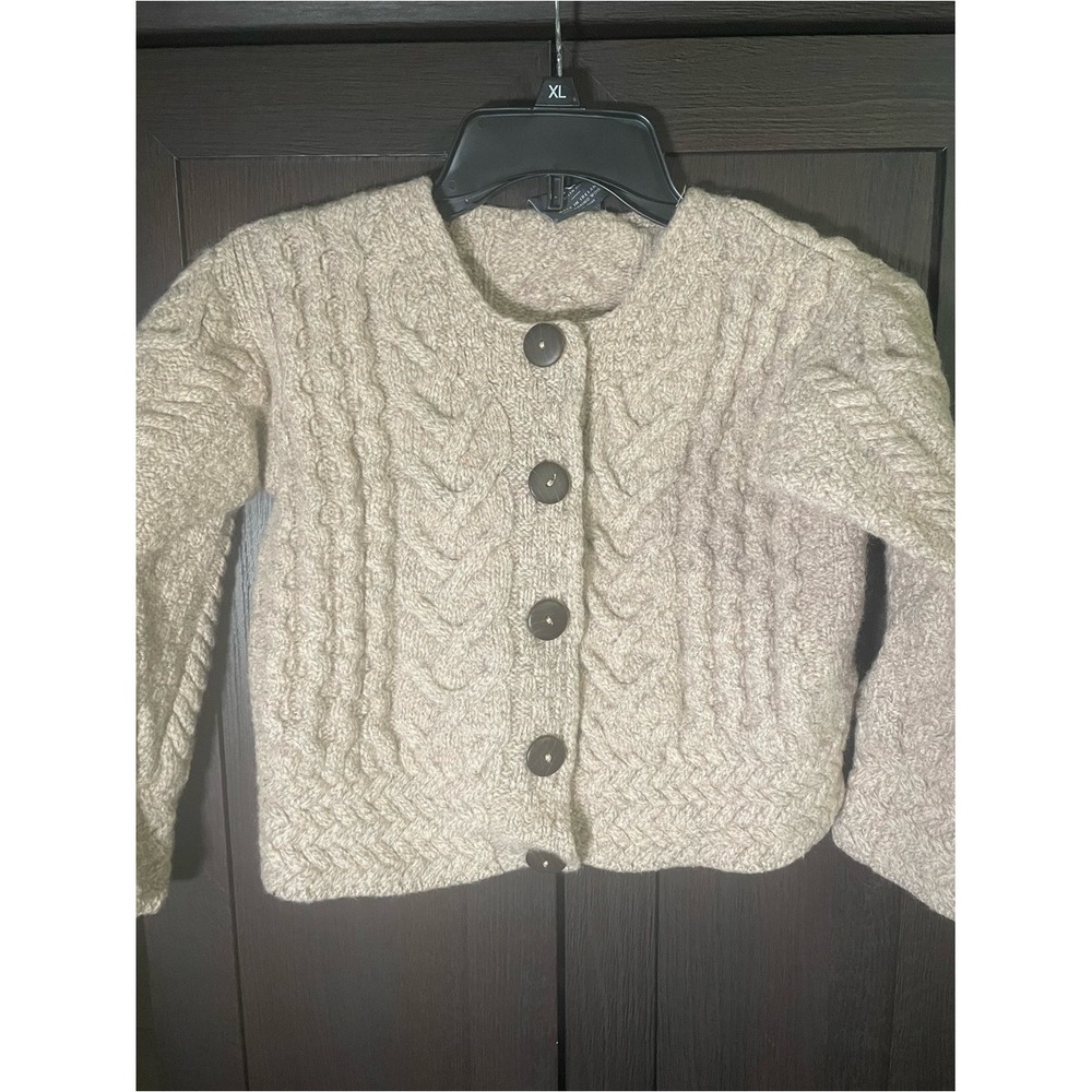 Women's Cream Cable Knit Irish wool Button-Front Cardigan